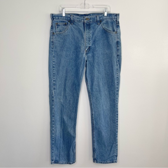 Carhartt Traditional Fit Medium Wash Straight Leg Denim Jeans Mens Size 38x32